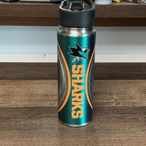 NHL San Jose Sharks Teal and Orange Stainless Travel Bottle